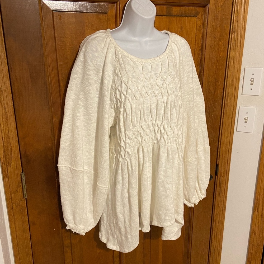 Free People Snowbell Babydoll Cottagecore Coquette Smocked Top Size XS / S - Picture 4 of 12